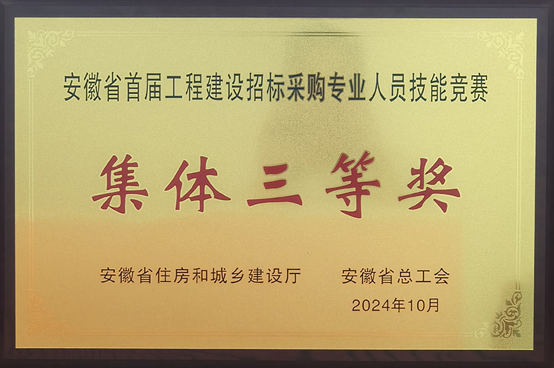 安徽省首屆工程建設(shè)招標(biāo)采購專業(yè)人員技能競賽集體三等獎.jpg